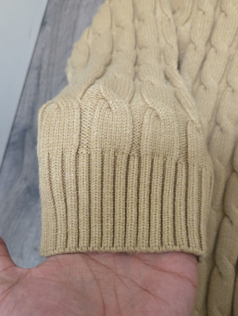 NWT Carreli Camel Chunky Cable Knit V-Neck Sweater Y2K Cozy Neutral Preppy - Picture 6 of 8